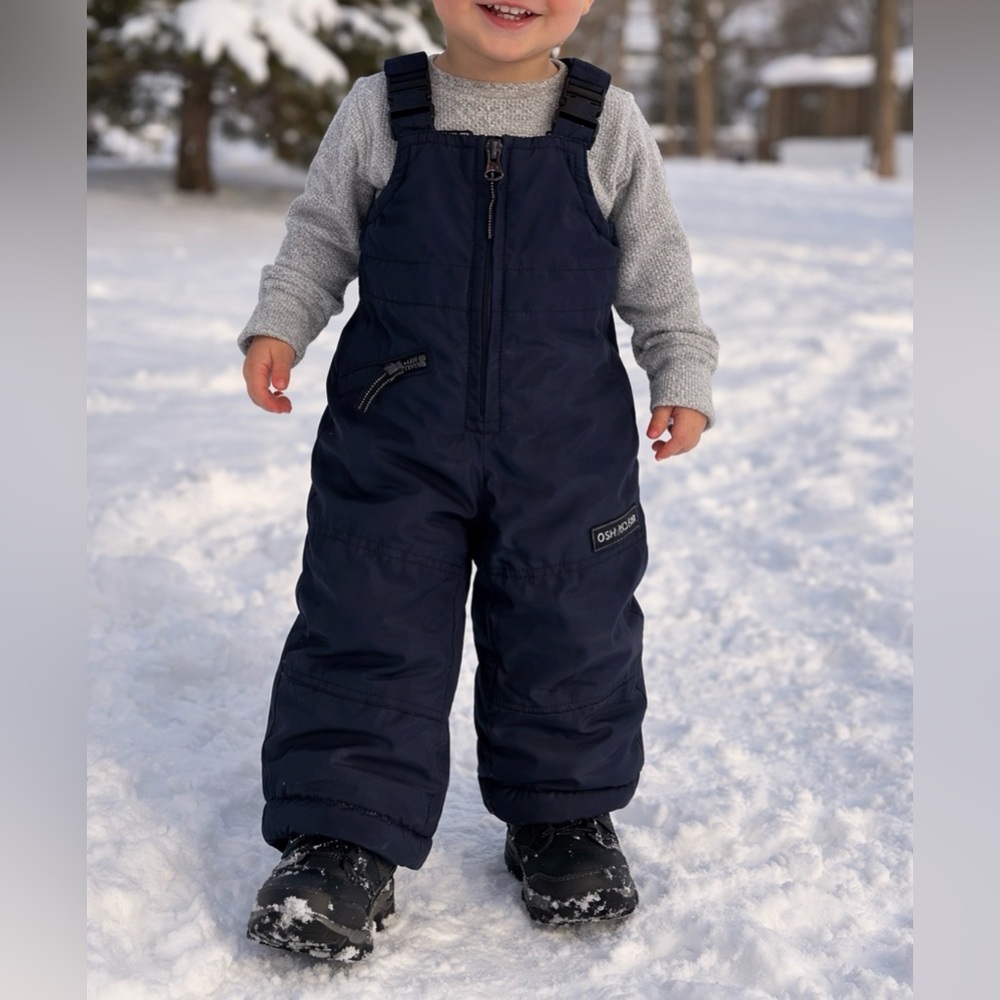 OshKosh B’gosh Toddler Snow Bib 2T Navy Insulated Winter Snow Pants GUC